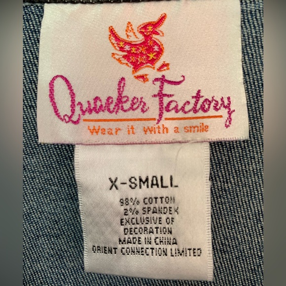 🔥HOST PICK🔥Quicker Factory Denim Jean Jacket Rhinestone Collar and Pockets - Picture 2 of 6
